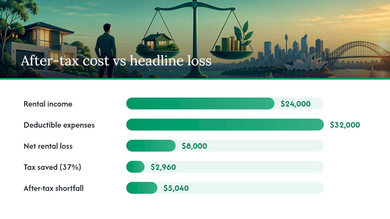 Worked example: calculate the cash shortfall and tax saving — overview diagram